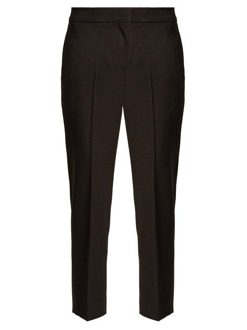 Matchesfashion.com Alexander Mcqueen - High Rise Slim Leg Cropped Wool Trousers - Womens - Black