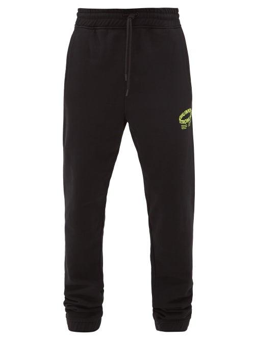 Matchesfashion.com Marcelo Burlon - Otro Mundo-print Cotton-jersey Track Pants - Mens - Black Yellow