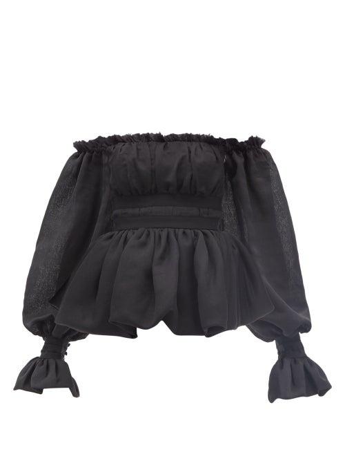 Aje - Divine Off-the-shoulder Voile Blouse - Womens - Black