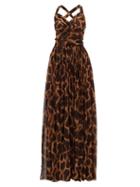 Matchesfashion.com Dolce & Gabbana - Giraffe-print Silk-georgette Dress - Womens - Brown