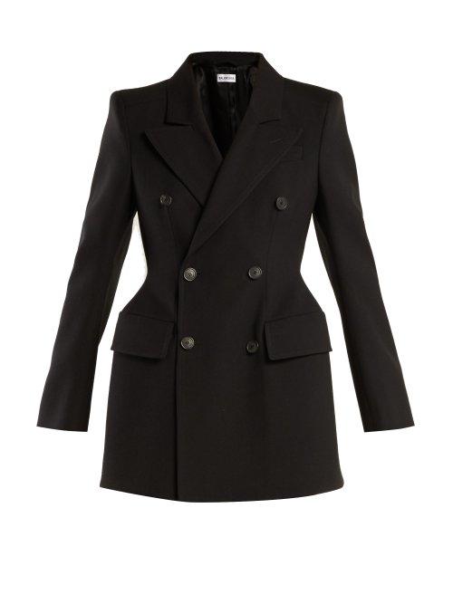 Matchesfashion.com Balenciaga - Hourglass Double Breasted Wool Blazer - Womens - Black