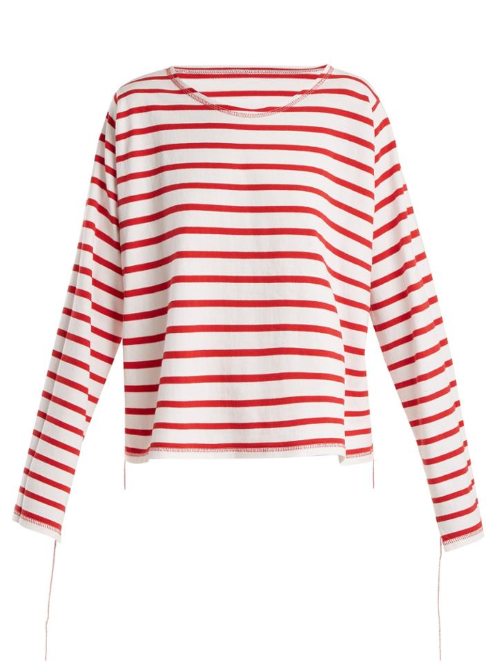 Mm6 Maison Margiela Breton-stripe Step-hem Top