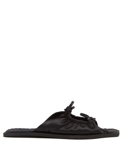 Matchesfashion.com Carlotha Ray - Adele Double-bow Satin Slides - Womens - Black
