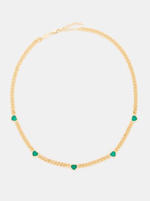 Missoma - Jelly Heart Quartz & 18kt Gold-plated Necklace - Womens - Green Gold