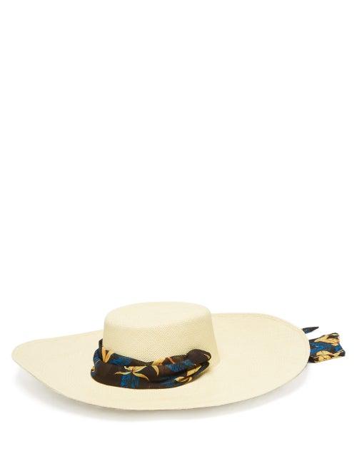 Matchesfashion.com Sensi Studio - Cordovez Chiffon Tie Straw Hat - Womens - Beige