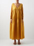 Anaak - Airi Banded Silk-habotai Maxi Dress - Womens - Tan