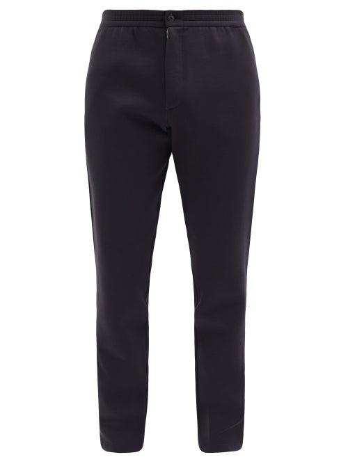 Matchesfashion.com Giorgio Armani - Elasticated-waist Cotton-blend Trousers - Mens - Dark Navy