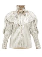 Matchesfashion.com Rodarte - Crystal Button Pleated Metallic Blouse - Womens - Silver