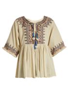 Velvet By Graham & Spencer Dahlia Embroidered Cotton Top