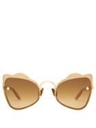 Matchesfashion.com Moy Atelier - Odyssey Butterfly 18kt Gold Plated Sunglasses - Womens - Brown