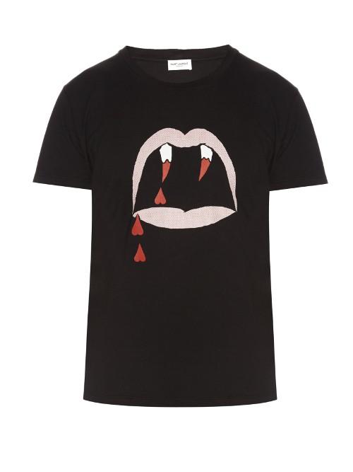Saint Laurent Blood Luster-print Cotton T-shirt