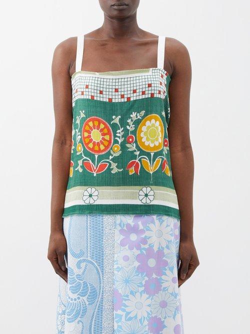 Renata Brenha - Tropicalia Floral-print Cotton Top - Womens - Multi