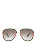 Matchesfashion.com Gucci - Aviator Acetate And Metal Sunglasses - Mens - Gold