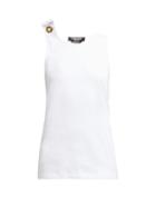 Matchesfashion.com Calvin Klein 205w39nyc - Crystal Embellished Cotton Blend Tank Top - Womens - White Multi