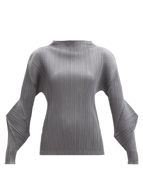 Pleats Please Issey Miyake - Blast Structured Technical-pleated Top - Womens - Grey