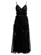 Matchesfashion.com Lee Mathews - Lilla Ruffle Trimmed Silk Dress - Womens - Black