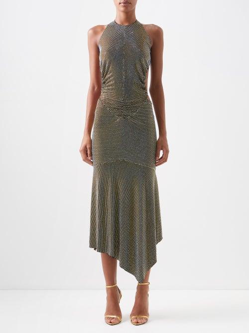 Alexandre Vauthier - Crystal-embellished Halterneck Jersey Dress - Womens - Yellow