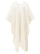 Matchesfashion.com Fil De Vie - Zadie Fringed Linen-canvas Midi Kaftan - Womens - Cream