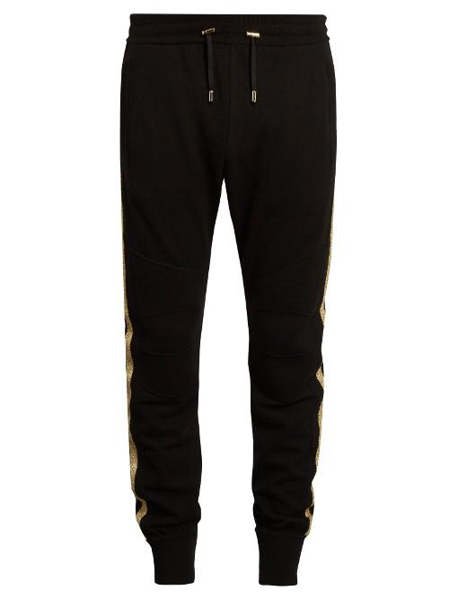 Balmain Stripe-detail Wool-blend Knit Track Pants