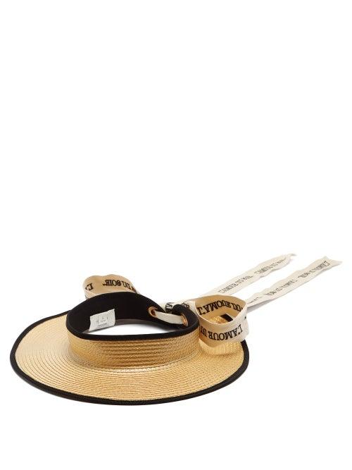 Matchesfashion.com Gucci - Embroidered-ribbon Straw Visor - Womens - Ivory