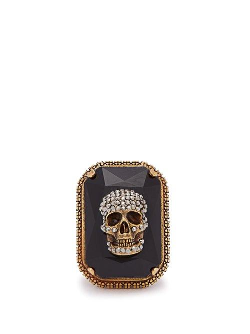 Matchesfashion.com Alexander Mcqueen - Skull Crystal Ring - Mens - Gold