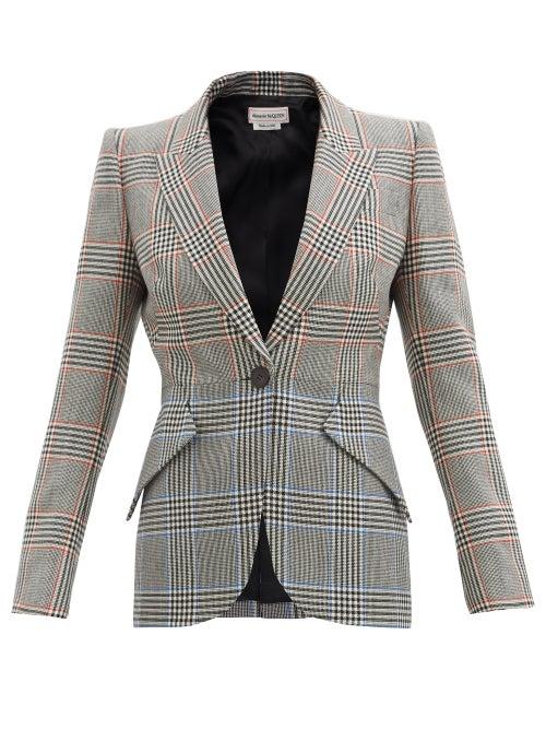Matchesfashion.com Alexander Mcqueen - Glen-check Wool-twill Suit Jacket - Womens - Grey Multi