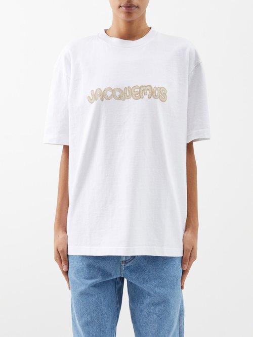 Jacquemus - Macram-logo Cotton T-shirt - Womens - White Multi