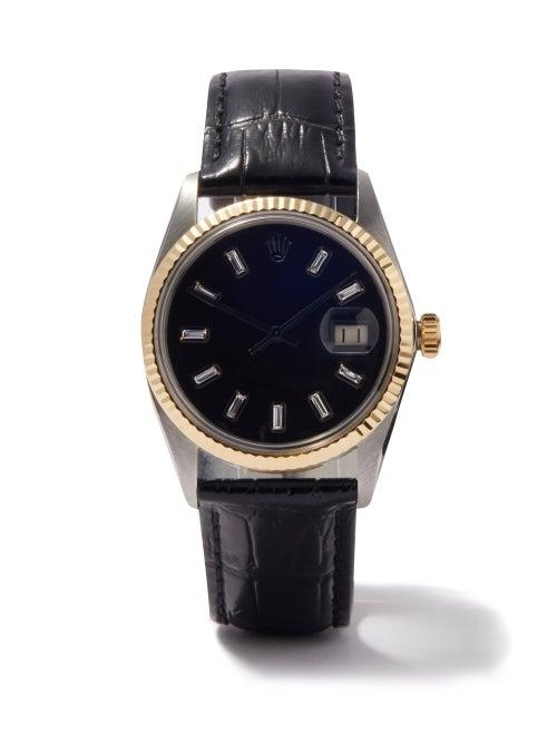 Lizzie Mandler - Vintage Rolex Datejust Diamond & 18kt Gold Watch - Mens - Black