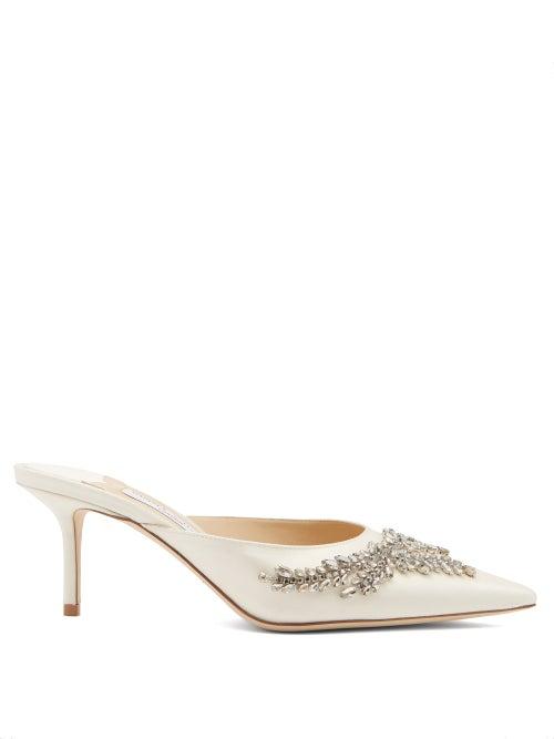 Matchesfashion.com Jimmy Choo - Rav 54 Crystal-embellished Satin Mules - Womens - White