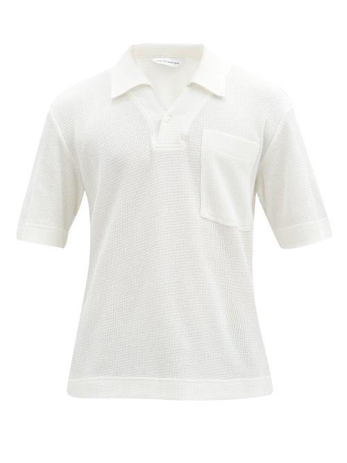 Matchesfashion.com King & Tuckfield - Waffle-knit Cotton Polo Shirt - Mens - Cream