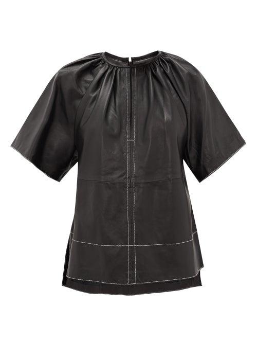 Matchesfashion.com Stand Studio - Brianna Topstitched Leather Top - Womens - Black