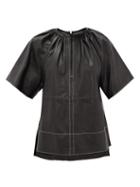 Matchesfashion.com Stand Studio - Brianna Topstitched Leather Top - Womens - Black