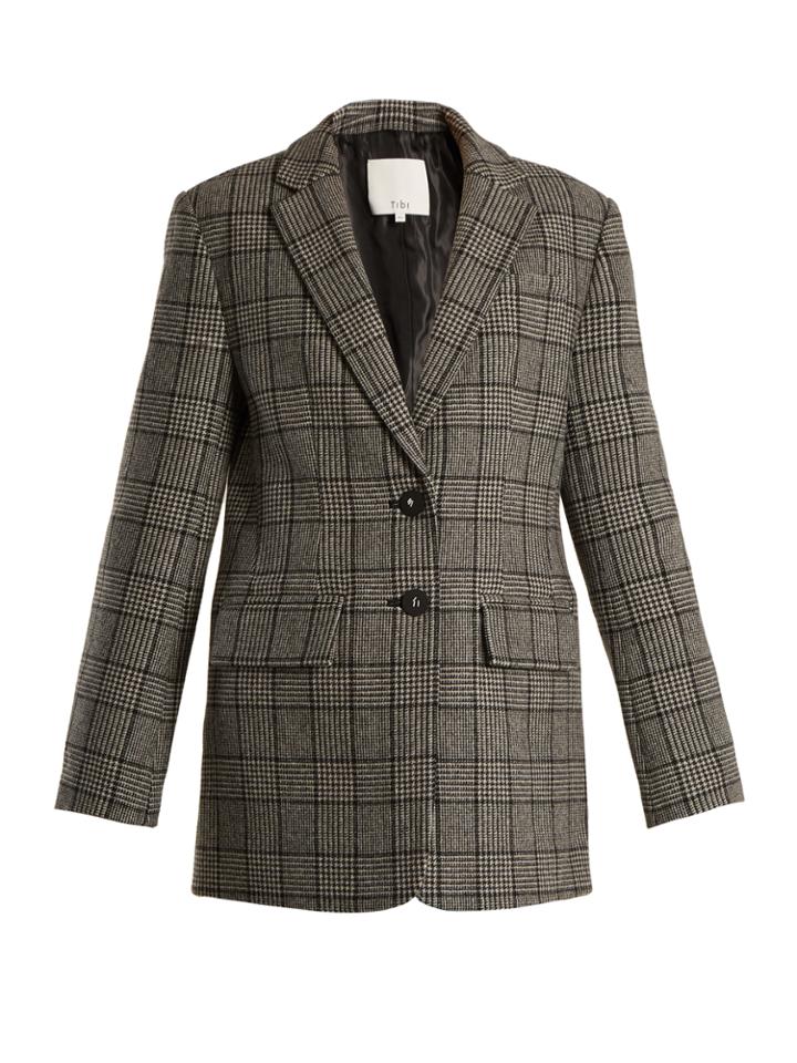 Tibi Alridge Oversized Checked Wool-blend Blazer