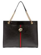 Matchesfashion.com Gucci - Rajah Web Striped Leather Tote Bag - Womens - Black Multi