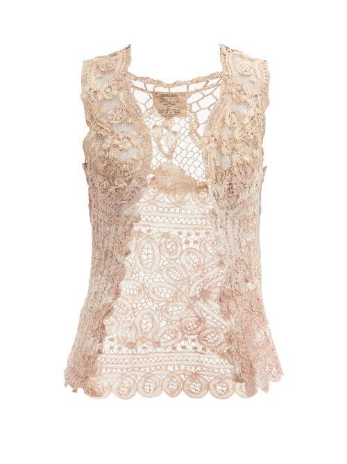 Matchesfashion.com Mimi Prober - Antionette Upcycled Cotton-lace Top - Womens - Light Pink