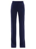 Matchesfashion.com Alexander Mcqueen - Longline Flared Virgin Wool Twill Trousers - Womens - Navy