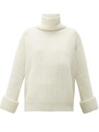Matchesfashion.com Brunello Cucinelli - Faceted Buttoned Cuff Cashmere Roll Neck Sweater - Womens - White