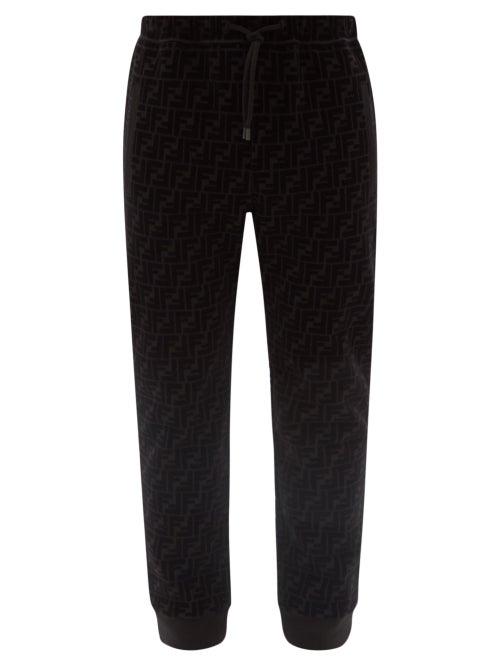 Matchesfashion.com Fendi - Flocked-logo Jersey Track Pants - Mens - Black