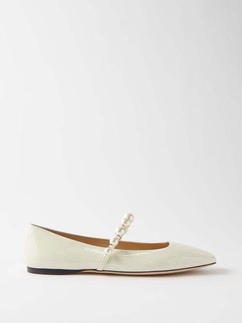 Jimmy Choo - Ade Faux-pearl And Leather Ballet Flats - Womens - White
