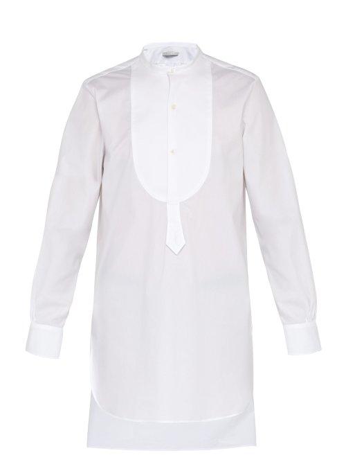 Matchesfashion.com Palmer//harding - Paul Grandad Collar And Bib Cotton Tunic Shirt - Mens - White