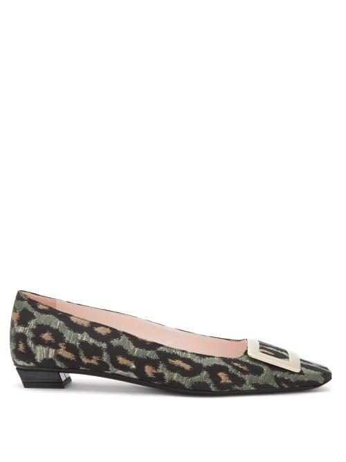 Matchesfashion.com Roger Vivier - Belle Vivier Leopard-jacquard Ballerina Flats - Womens - Leopard