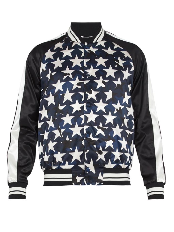 Valentino Camustars-print Satin Bomber Jacket
