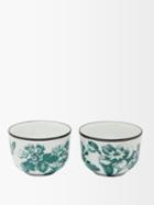 Gucci - Set Of Two Herbarium Porcelain Teacups - Green Multi