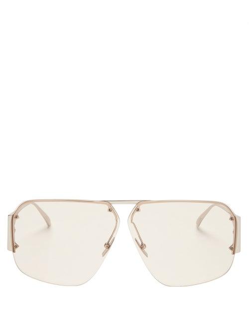 Ladies Accessories Bottega Veneta - Aviator Metal Sunglasses - Womens - Silver
