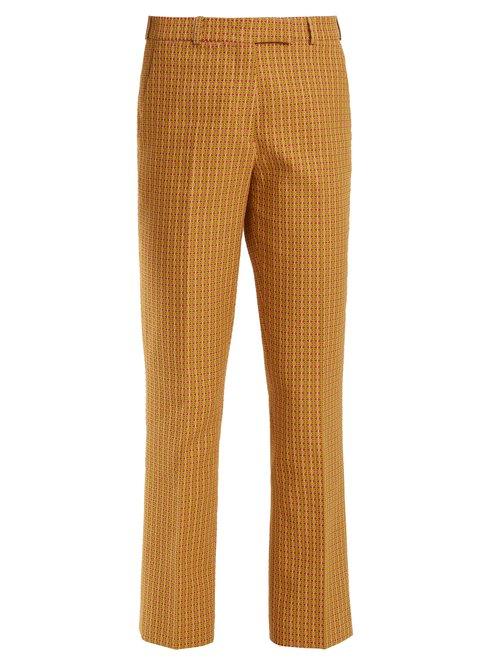 Matchesfashion.com Etro - Violante Geometric Pattern Stretch Cotton Trousers - Womens - Green Multi