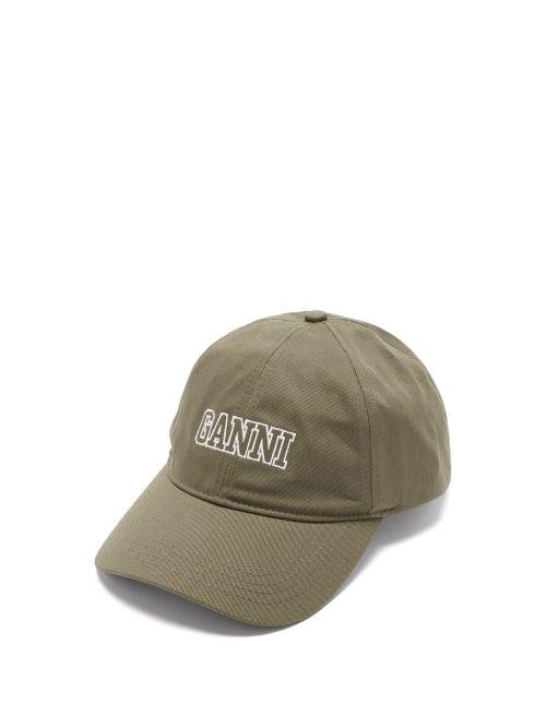 Ganni - Logo-embroidered Organic-cotton Baseball Cap - Womens - Khaki
