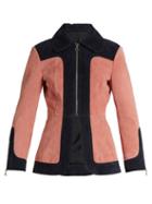 Matchesfashion.com Alexachung - Colour Block Suede Jacket - Womens - Navy Multi