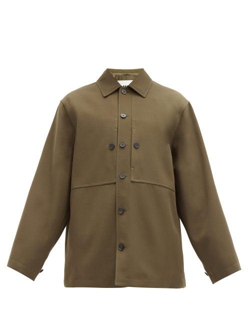 Matchesfashion.com Jil Sander - Oversized Panelled Wool-felt Overshirt - Mens - Khaki