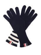 Matchesfashion.com Thom Browne - Tri-colour Striped-cuff Gloves - Mens - Navy