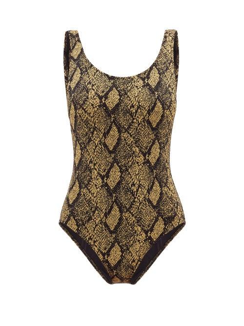Matchesfashion.com Solid & Striped - The Lulu Snake-jacquard Swimsuit - Womens - Black Print